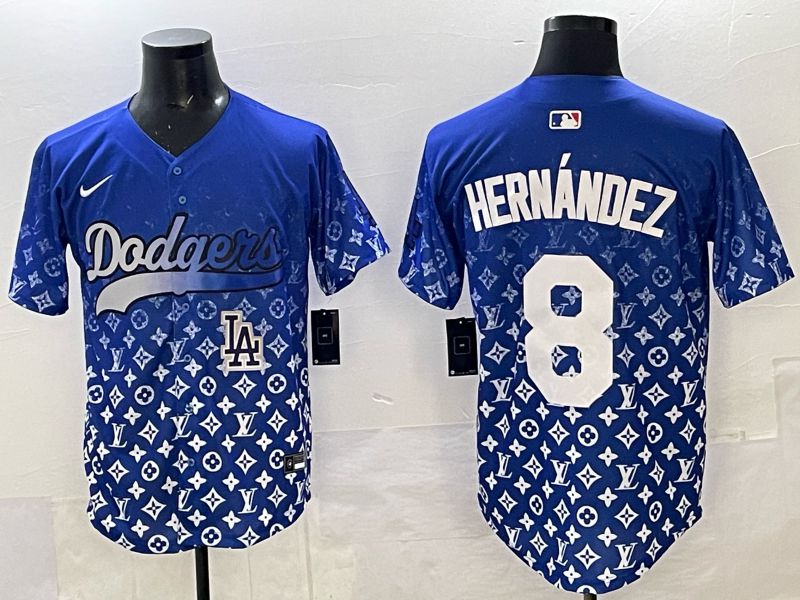 Men Los Angeles Dodgers #8 Hernandez Blue Nike 2025 MLB jersey 09->los angeles dodgers->MLB Jersey